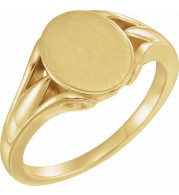 14K Yellow 12x10 mm Oval Signet Ring - 9829102P