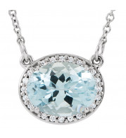 14K White Aquamarine & .04 CTW Diamond 16.5 Necklace - 85903101P