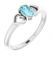 14K White 5x3 mm Oval Zircon Youth Heart Ring - 71987615P
