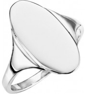 10K White 16.4x8.5 mm Oval Signet Ring - 52036402P