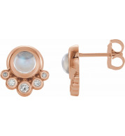 14K Rose Moonstone & 1/8 CTW Diamond Earrings - 86780617P