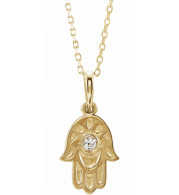 14K Yellow .03 CTW Diamond Hamsa 16-18 Necklace - 86623606P