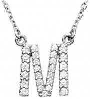 14K White Initial M 1/6 CTW Diamond 16 Necklace - 67311112P