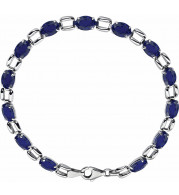 14K White 7x5 mm Oval Lab-Grown Blue Sapphire 7 Bracelet - 651203100P