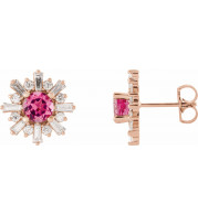14K Rose Pink Tourmaline & 3/4 CTW Diamond Earrings - 869826016P