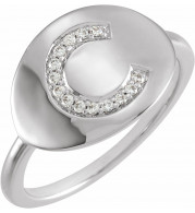14K White Initial C .08 CTW Diamond Ring - 653628607P