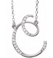 14K White 1/10 CTW Diamond Initial C 16 Necklace - 67399104P