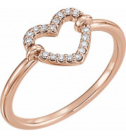 14K Rose .07 CTW Diamond Heart Ring - 122972602P