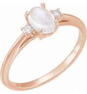 14K Rose Rainbow Moonstone & .06 CTW Diamond Ring - 71811602P