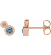 14K Rose Aquamarine & .03 CTW Diamond Earrings - 868886045P