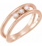 14K Rose Opal Three-Stone Bezel-Set Ring - 71967602P
