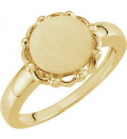 10K Yellow 12 mm Round Signet Ring - 50494294834P