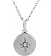 14K White .01 CT Diamond Starburst 16-18 Necklace - 86425600P