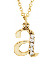 14K Yellow .025 CTW Diamond Lowercase Initial a 16 Necklace - 8580360001P