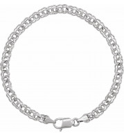 14K White Solid Double Link Charm Bracelet - CH159244314P