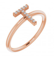 14K Rose .04 CTW Diamond Initial T Ring - 1238346097P