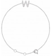14K White .07 CTW Diamond Initial W 6-7 Bracelet - 65268960023P