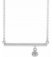 14K White Diamond Bezel-Set 18 Bar Necklace - 869056105P