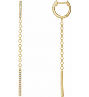 14K Yellow 1/4 CTW Diamond Hinged Hoop Chain Earrings - 65346160001P