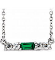 14K White Emerald & 1/5 CTW Diamond 18 Necklace - 86838705P