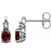 14K White Mozambique Garnet & .02 CTW Diamond Earrings - 651536108P