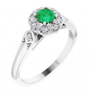 14K White Emerald & 1/10 CTW Diamond Ring - 717836000P
