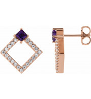 14K Rose Amethyst & 1/3 CTW Diamond Earrings - 868896036P