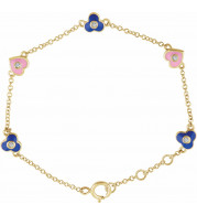 14K Yellow .04 CTW Diamond Flowers & Hearts 5-7 Bracelet - 65268760000P