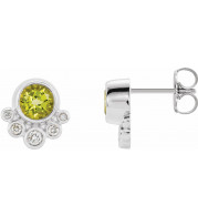 14K White Peridot & 1/8 CTW Diamond Earrings - 86777635P