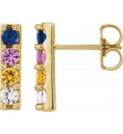 14K Yellow Multi-Color Sapphire Bar Earrings - 86951601P