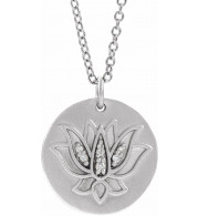 14K White .025 CTW Diamond Lotus 16-18 Necklace - 86975605P