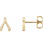 14K Yellow Wishbone Earrings - 86438601P