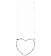 14K White 3/8 CTW Diamond Large Heart 16 Necklace - 66415100007P