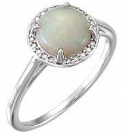 14K White Opal & .05 CTW Diamond Ring - 7163270004P