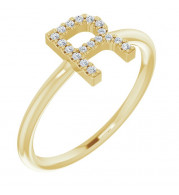 14K Yellow .08 CTW Diamond Initial R Ring - 1238346086P