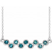 14K White Aquamarine Bezel-Set Bar 16-18 Necklace - 86525600P