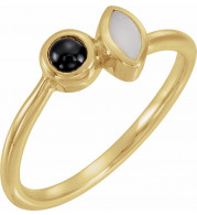 14K Yellow Opal & Onyx Ring - 72044601P