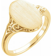 14K Yellow 13x9 mm Oval Signet Ring - 51659102P