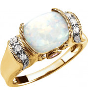 14K Yellow Opal, Pink Tourmaline & 1/6 CTW Diamond Ring - 64556200400P