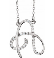 14K White 1/10 CTW Diamond Initial A 16 Necklace - 67399100P