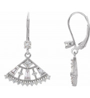 14K White 3/4 CTW Diamond Lever Back Fan Earrings - 86963600P