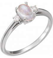 14K White Rainbow Moonstone & .06 CTW Diamond Ring - 71811600P