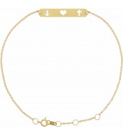 14K Yellow Faith, Love, Hope Bar 6 1/2-7 1/2 Bracelet - BRC805102P