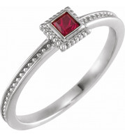 14K White Ruby Stackable Family Ring - 715186020P