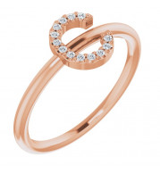14K Rose .05 CTW Diamond Initial C Ring - 1238346012P