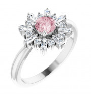 14K White 5 mm Round Pink Morganite & 3/8 CTW Diamond Ring - 720866010P