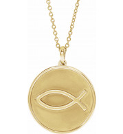 14K Yellow 20.3x18.4 mm Ichthus (Fish) 16-18 Necklace - 87008202P
