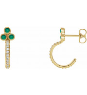 14K Yellow Emerald & 1/4 CTW Diamond J-Hoop Earrings - 8680660027P