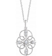 14K White  1/10 CTW Diamond Filigree 16-18 Necklace - 65238060000P