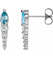 14K White Blue Zircon & 1/4 CTW Diamond Earrings - 870256012P